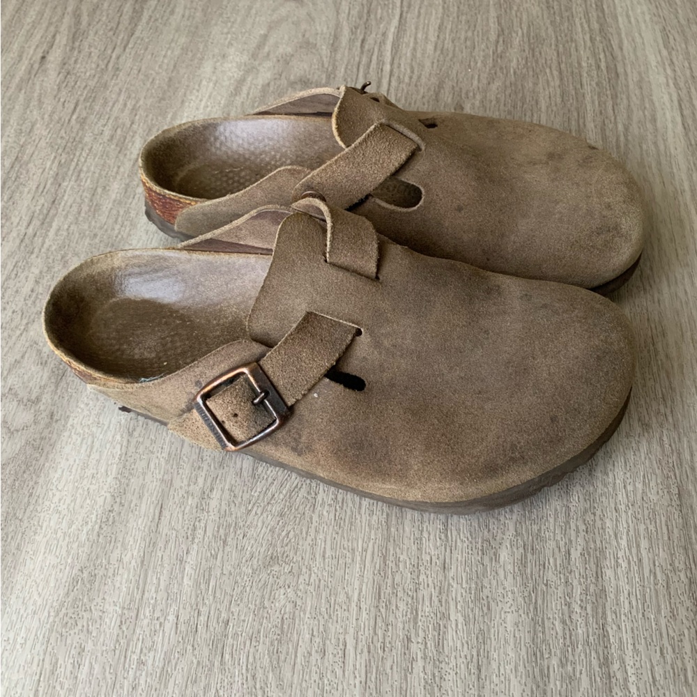 Birkenstock Brown Suede Clogs - Picture 2 of 13